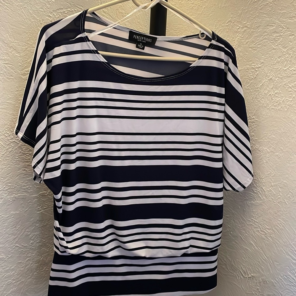 Blue and white blouse